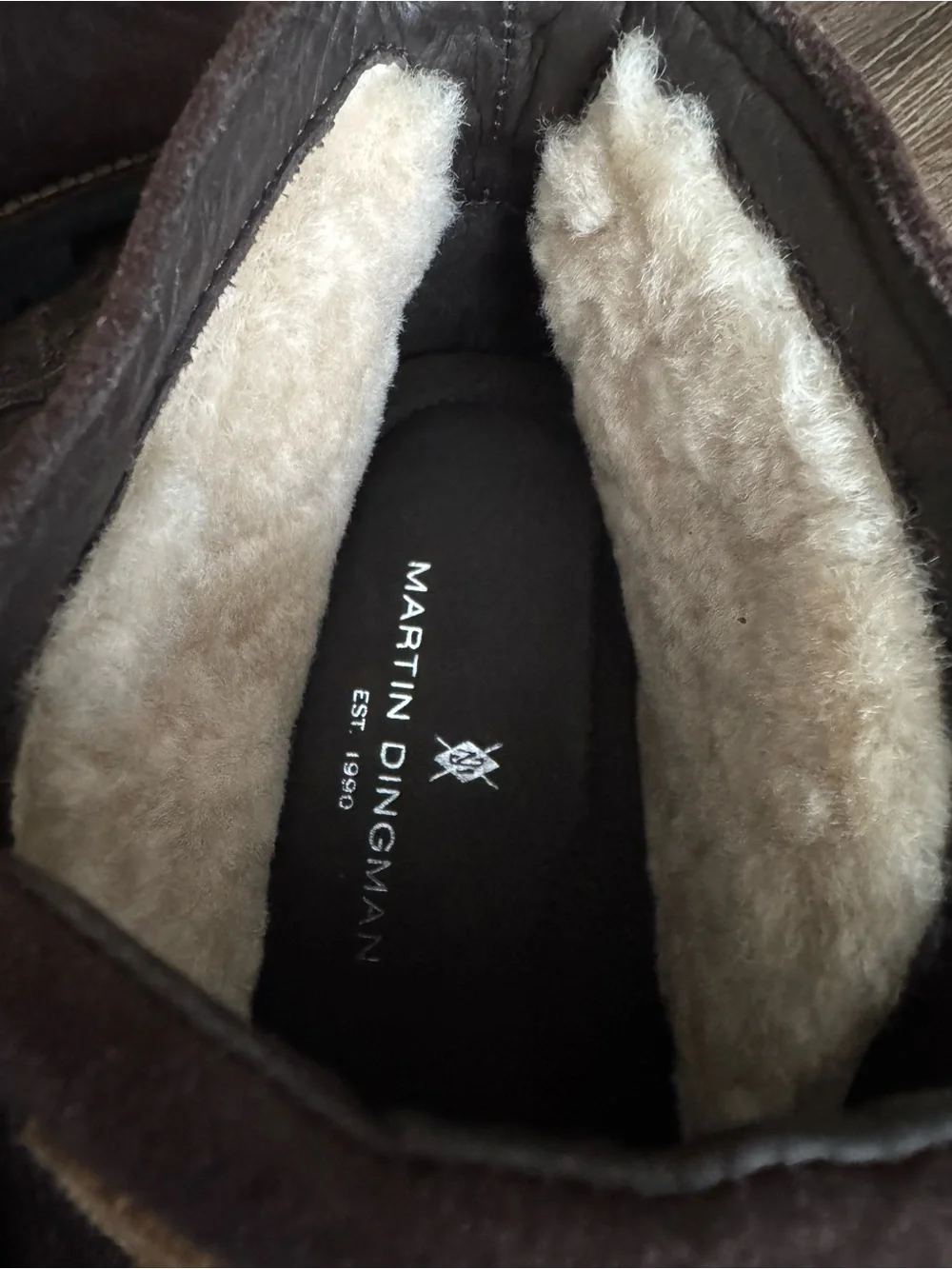 New! Martin Dingman Dark Brown Suede Chukka Boots with Shearling Collar